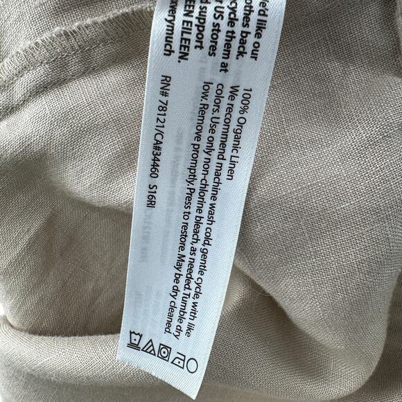 Eileen Fisher Beige Elastic Waistband Linen Capri Pants Womens Size Large - Picture 4 of 7